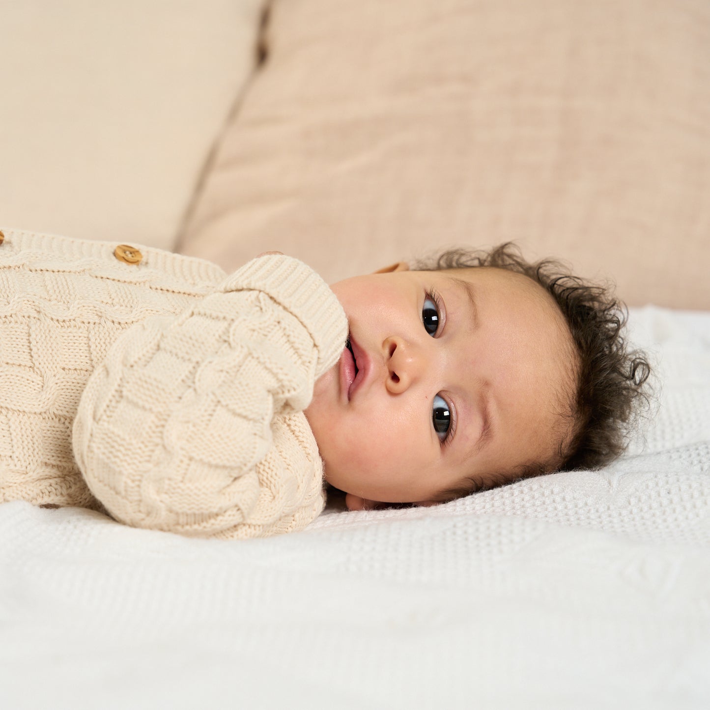 Dandelion Taupe Basket Weave Chunky Onesie