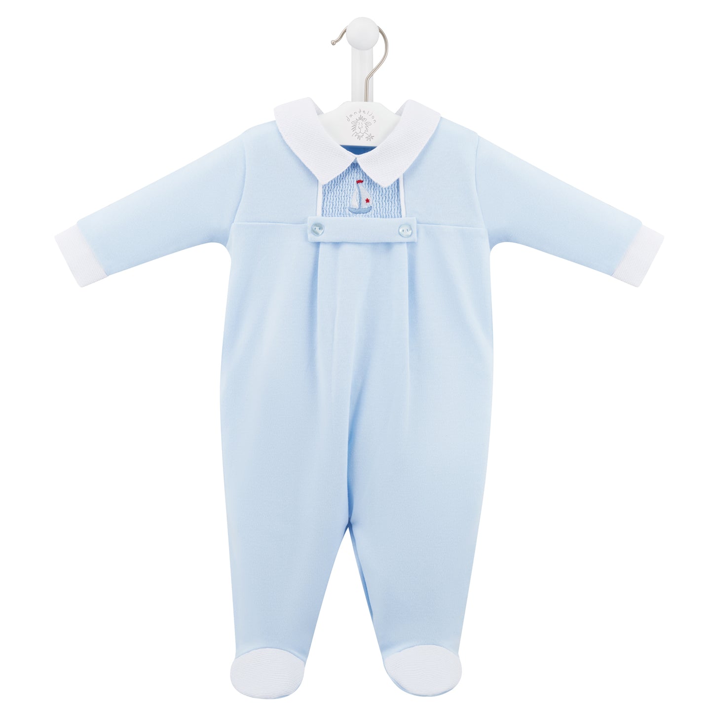 Dandelion Blue Little Sail Boat Sleepsuit