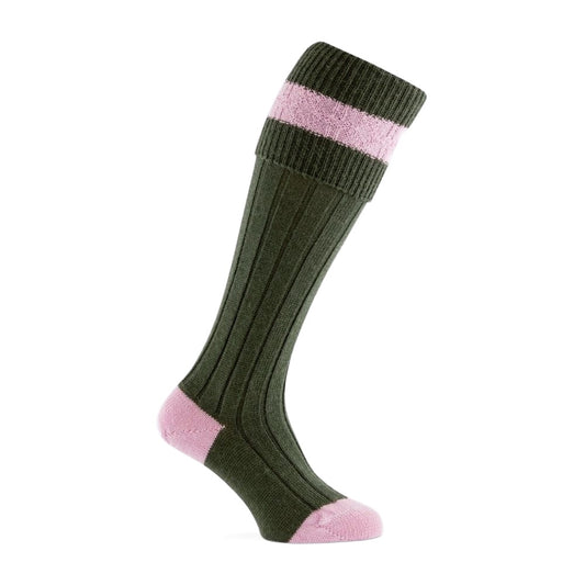 Pennine Olive/Pink Shooting Socks