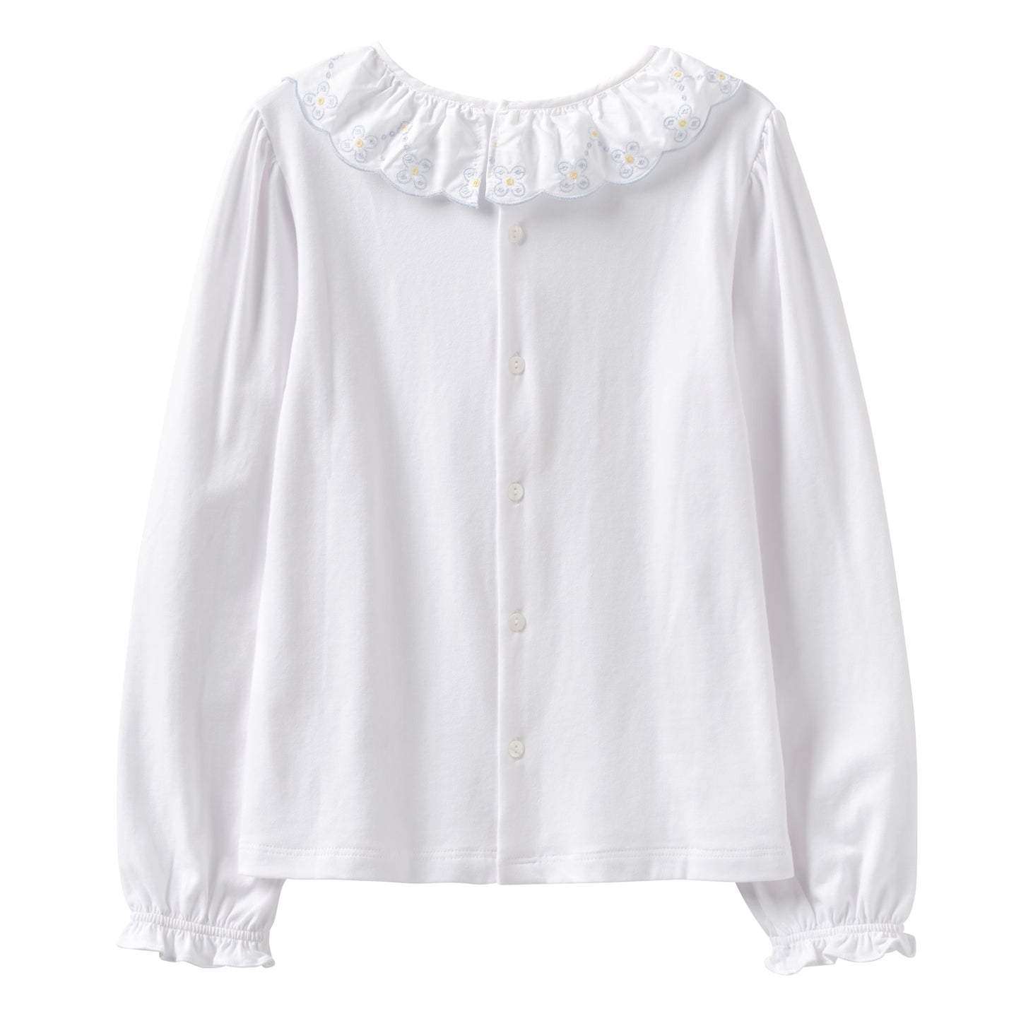Startsmart White Jersey Cotton Blouse with Embroidered Collar