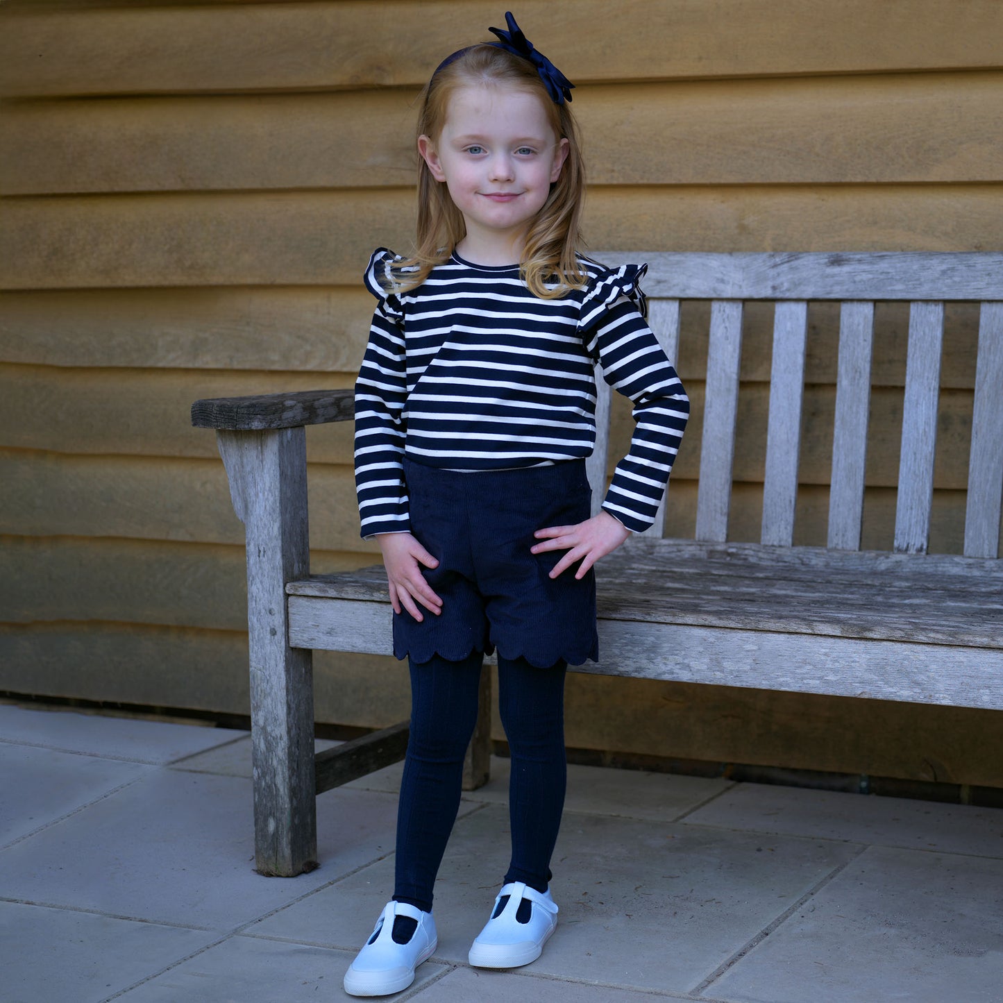 Rachel Riley Navy Cord Scalloped Shorts