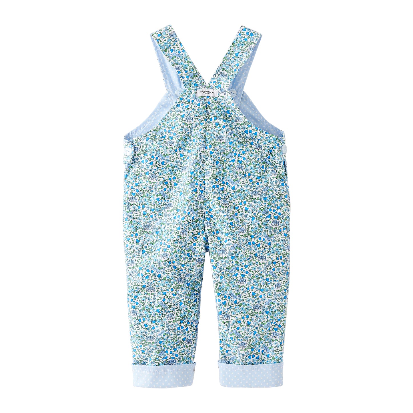 Startsmart Blue Floral/Dot Reversible Dungarees
