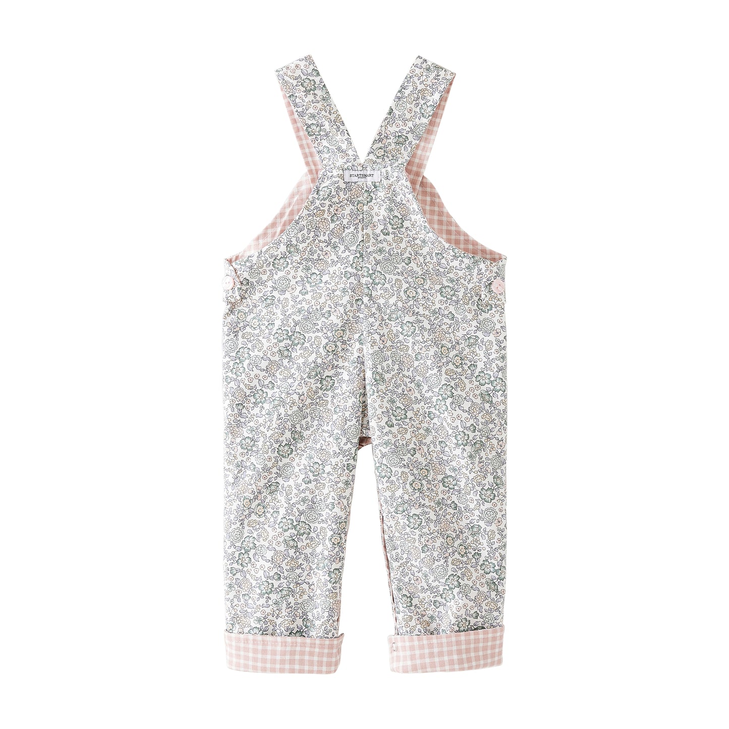 Startsmart Pink Floral/Check Reversible Dungarees