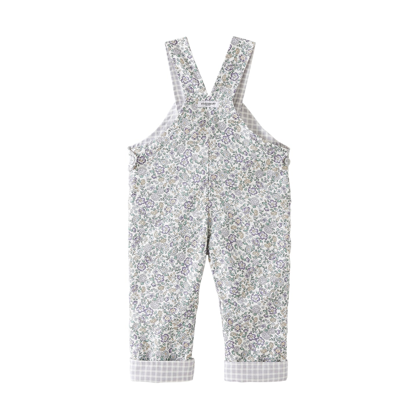 Startsmart Lilac Floral/Check Reversible Dungarees