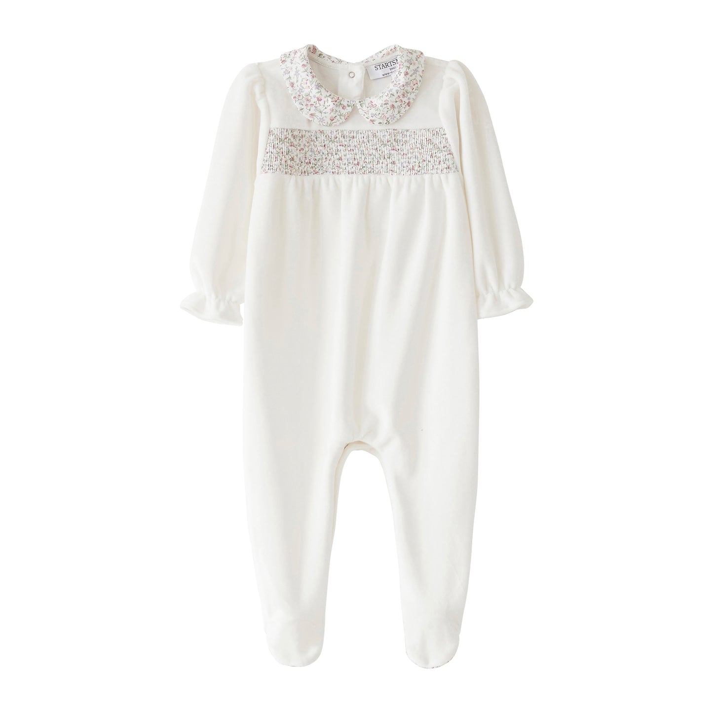Startsmart Pink/Green Pastel Floral Smocked Sleepsuit