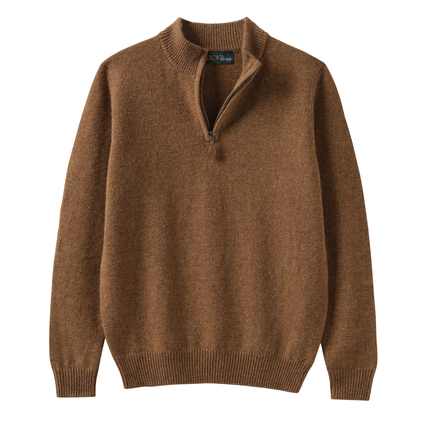 Alan Paine Driftwood Lambswool Quarter Zip Jumper