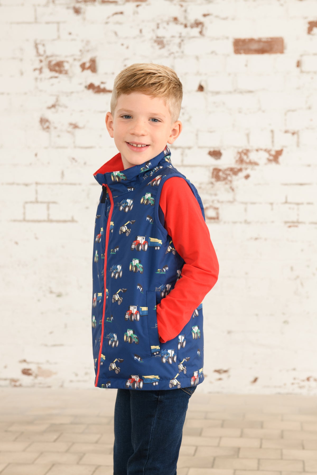 Lighthouse Navy Farm Print Gilet