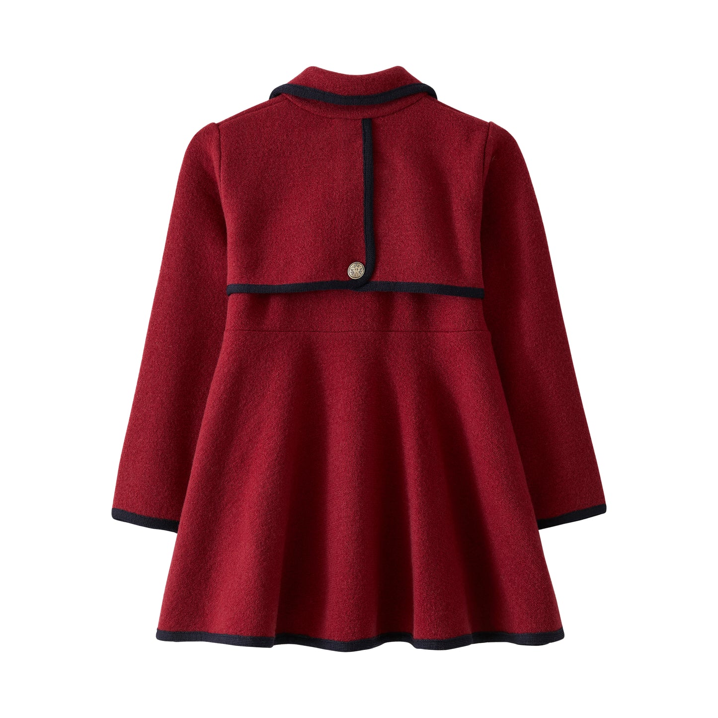 Marae Burgundy Wool Coat with Navy Trim
