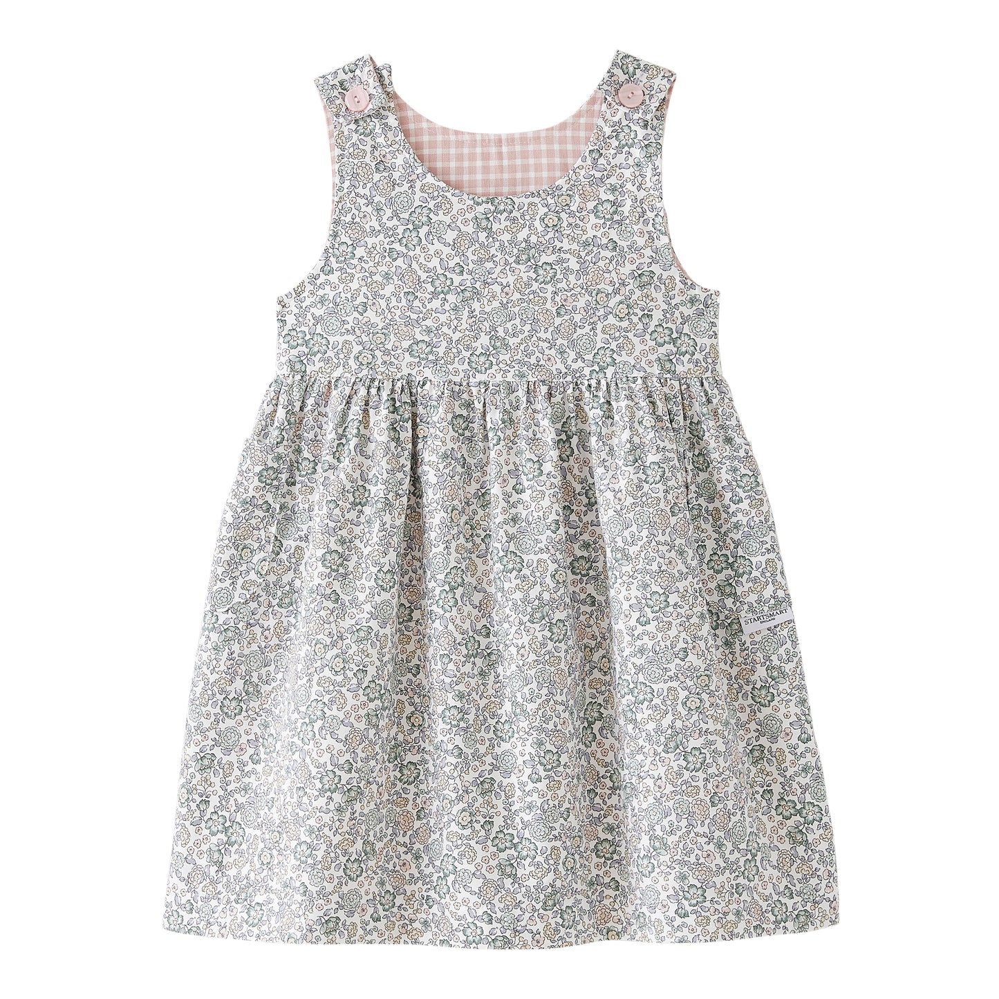 Startsmart Pink Floral/Check Reversible Pinafore