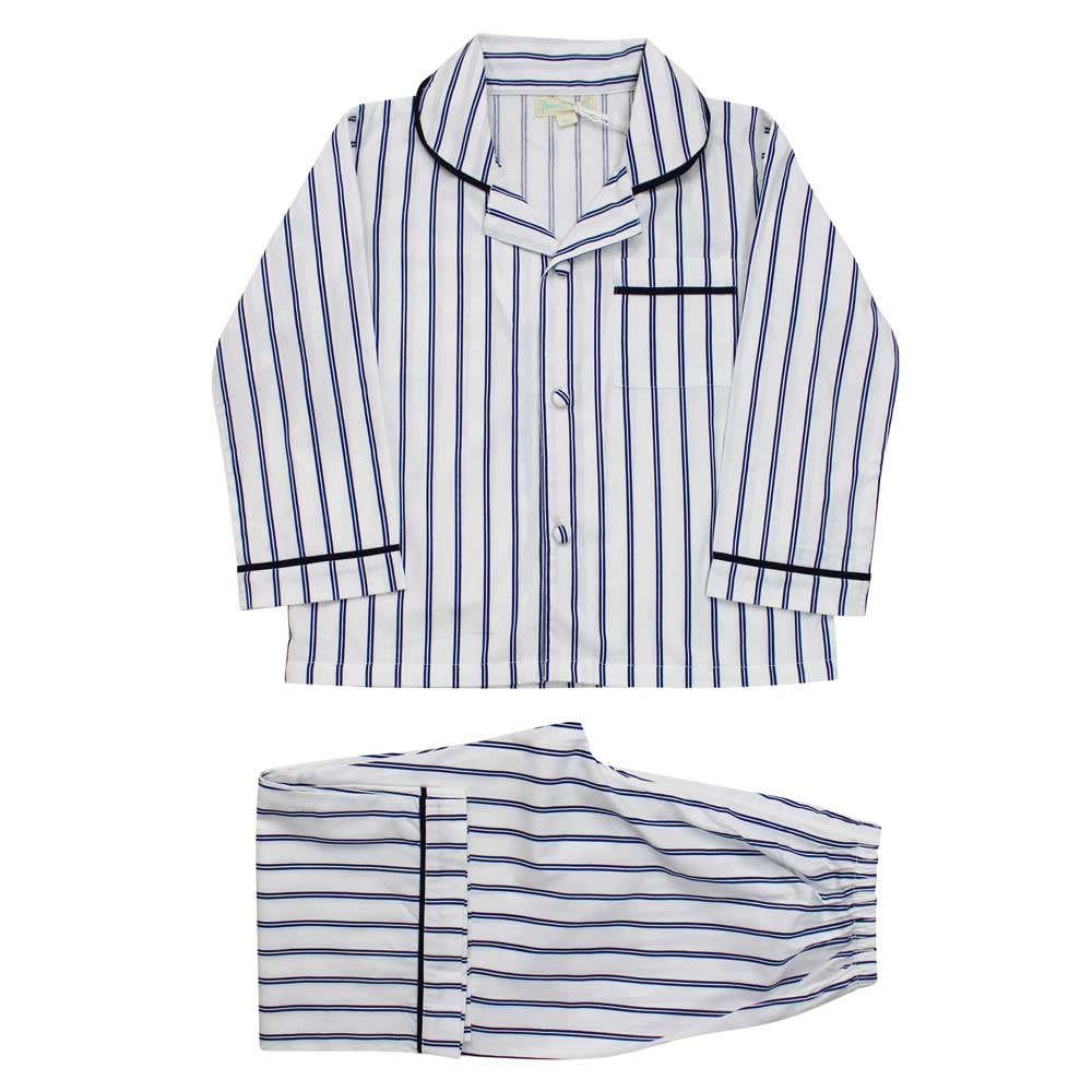 Powell Craft Navy Striped Pyjamas