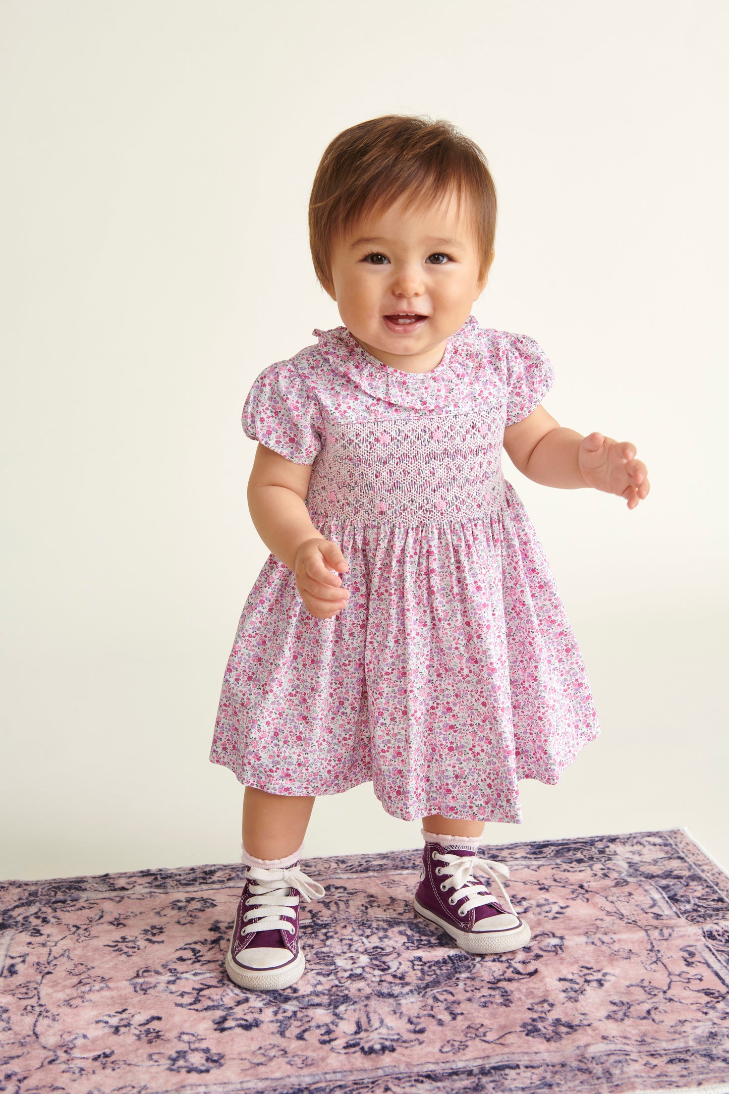 Question Everything Pink Floral Smock Dress