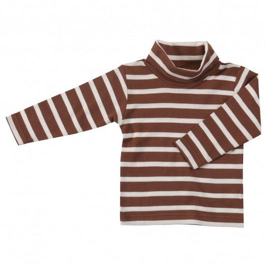 Pigeon Brown and White Striped Polo Neck