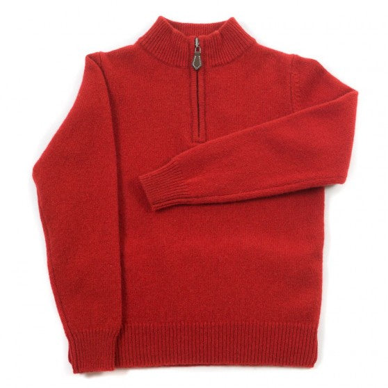 Alan Paine Dubonnet Lambswool Quarter Zip Jumper Children s