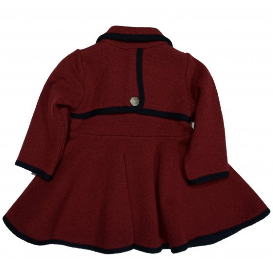 Marae Burgundy Wool Coat with Navy Trim FROM