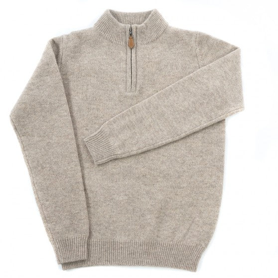 Alan Paine Cobble Lambswool Quarter Zip Jumper