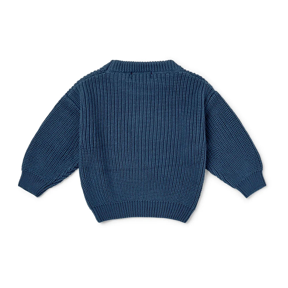 Eleanor Charles Ocean Blue Organic Cotton Chunky Knit Jumper
