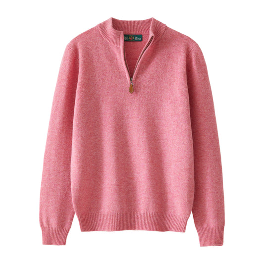 Alan Paine Nougat Lambswool Quarter Zip Jumper