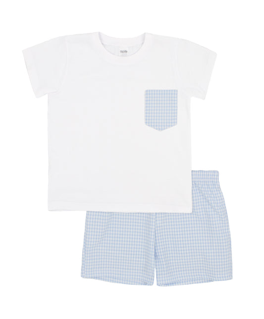 Rapife Blue Gingham T-Shirt and Shorts Set