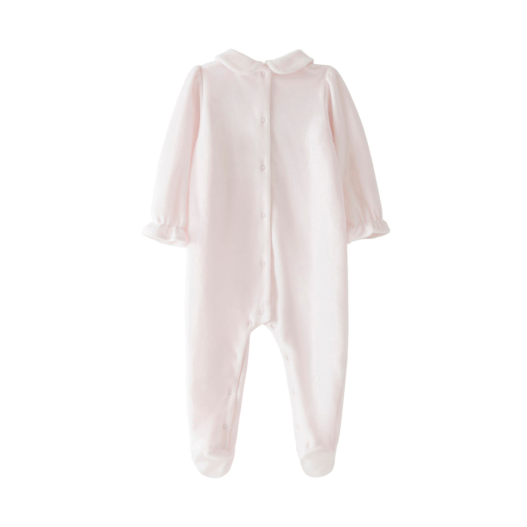 Startsmart Pink Smocked Velour Farm Animal Sleepsuit