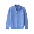 Alan Paine Blue Velvet Lambswool Quarter Zip Jumper