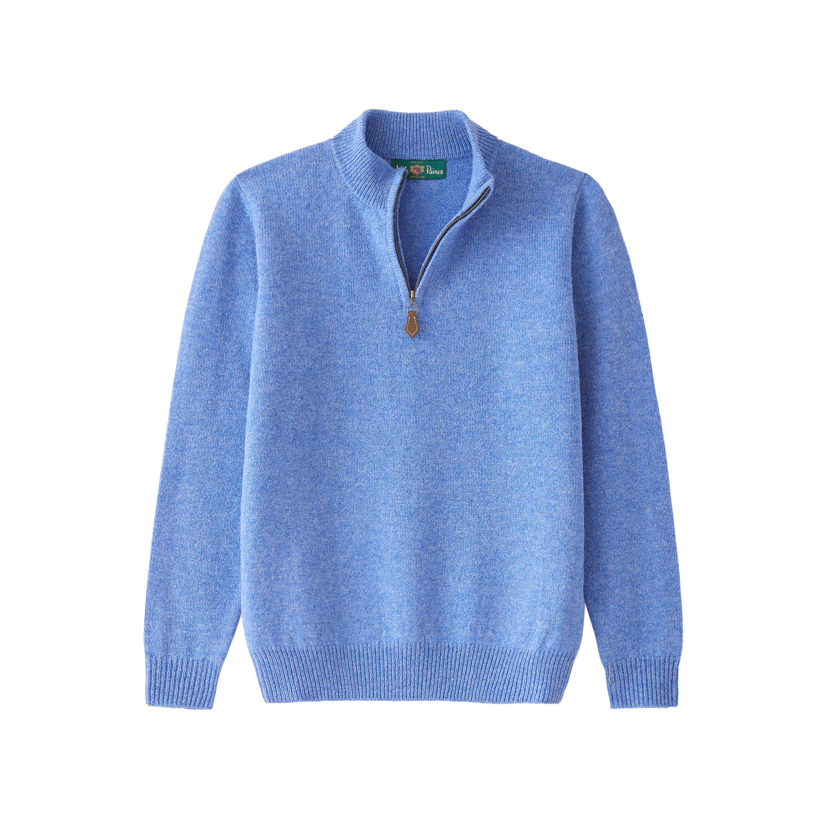 Alan Paine Blue Velvet Lambswool Quarter Zip Jumper