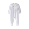 Startsmart Blue Smocked Velour Farm Animal Sleepsuit