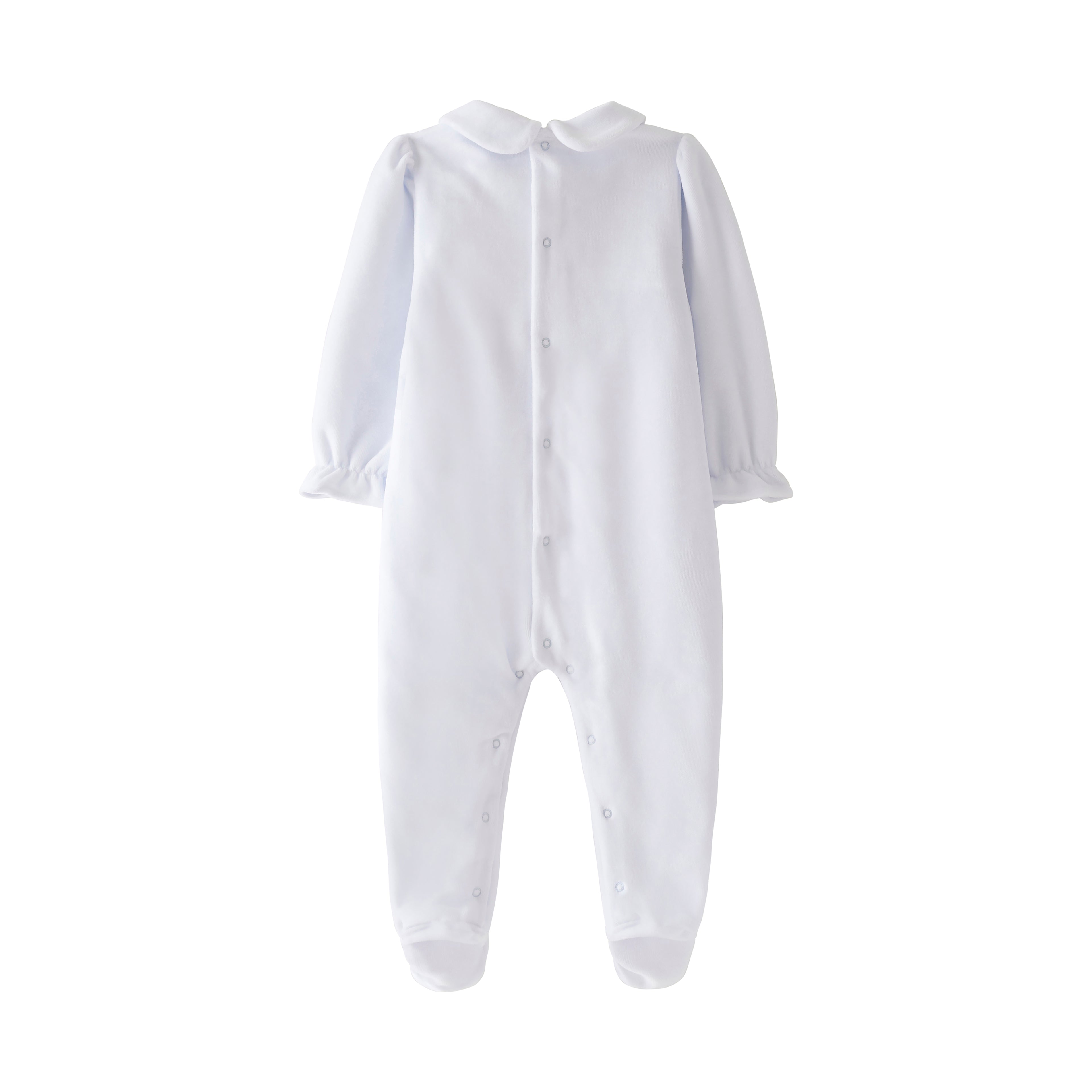Startsmart Blue Smocked Velour Farm Animal Sleepsuit