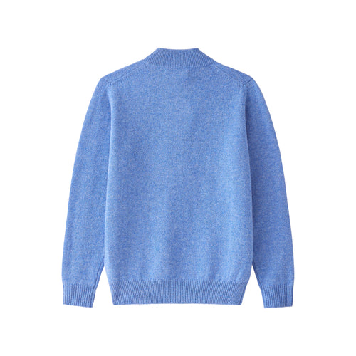 Alan Paine Blue Velvet Lambswool Quarter Zip Jumper