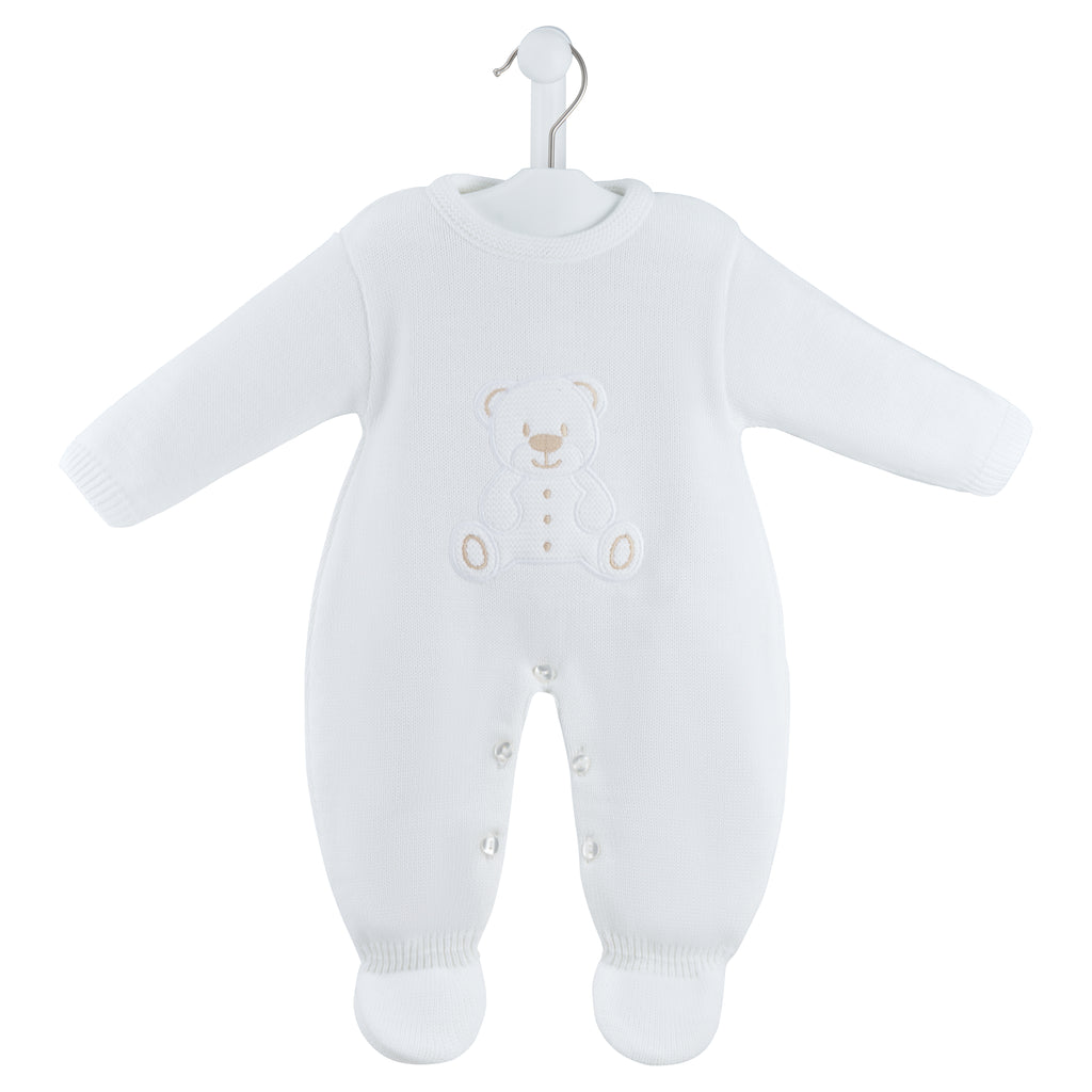 Dandelion White Teddy Bear Knitted Onesie