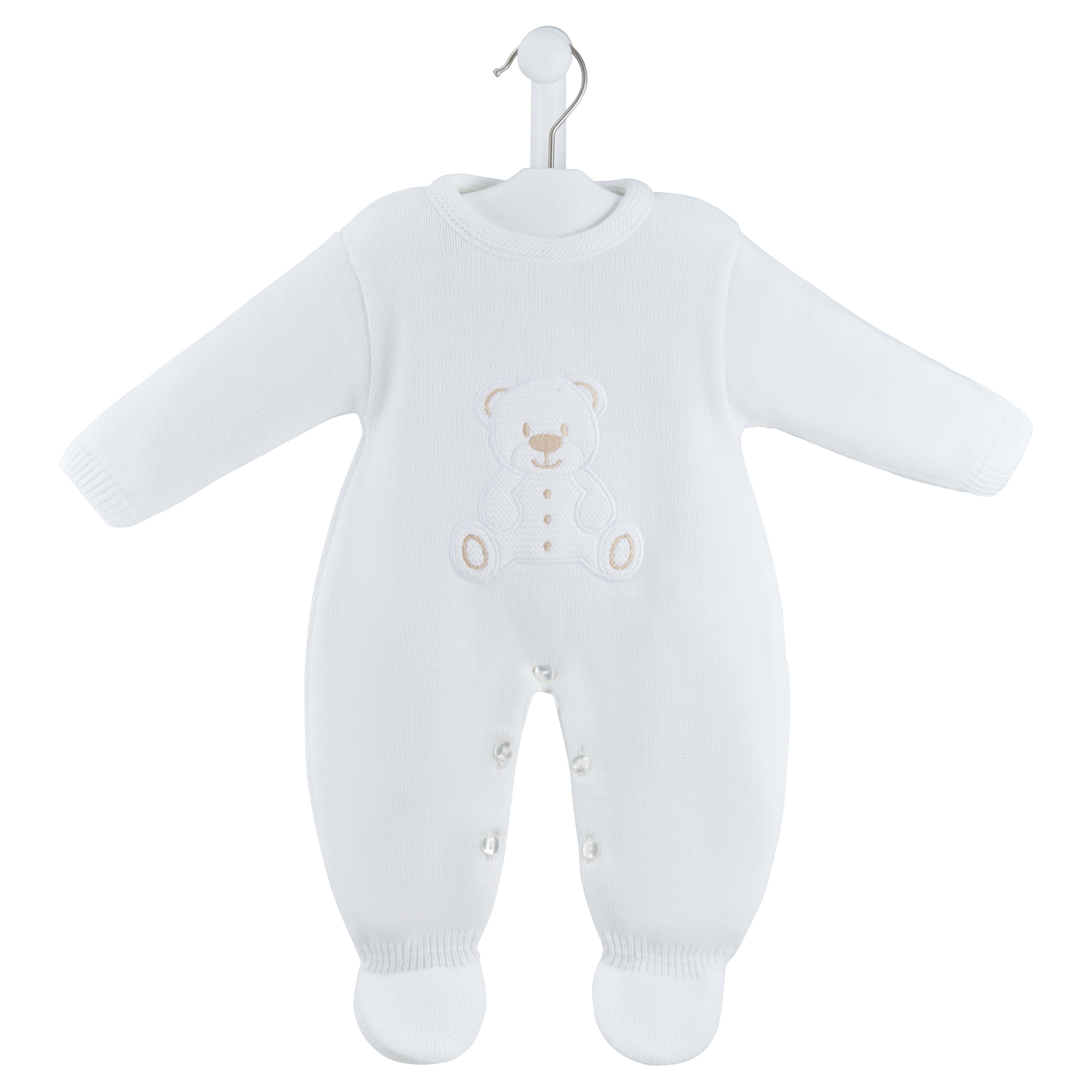 Dandelion White Teddy Bear Knitted Onesie