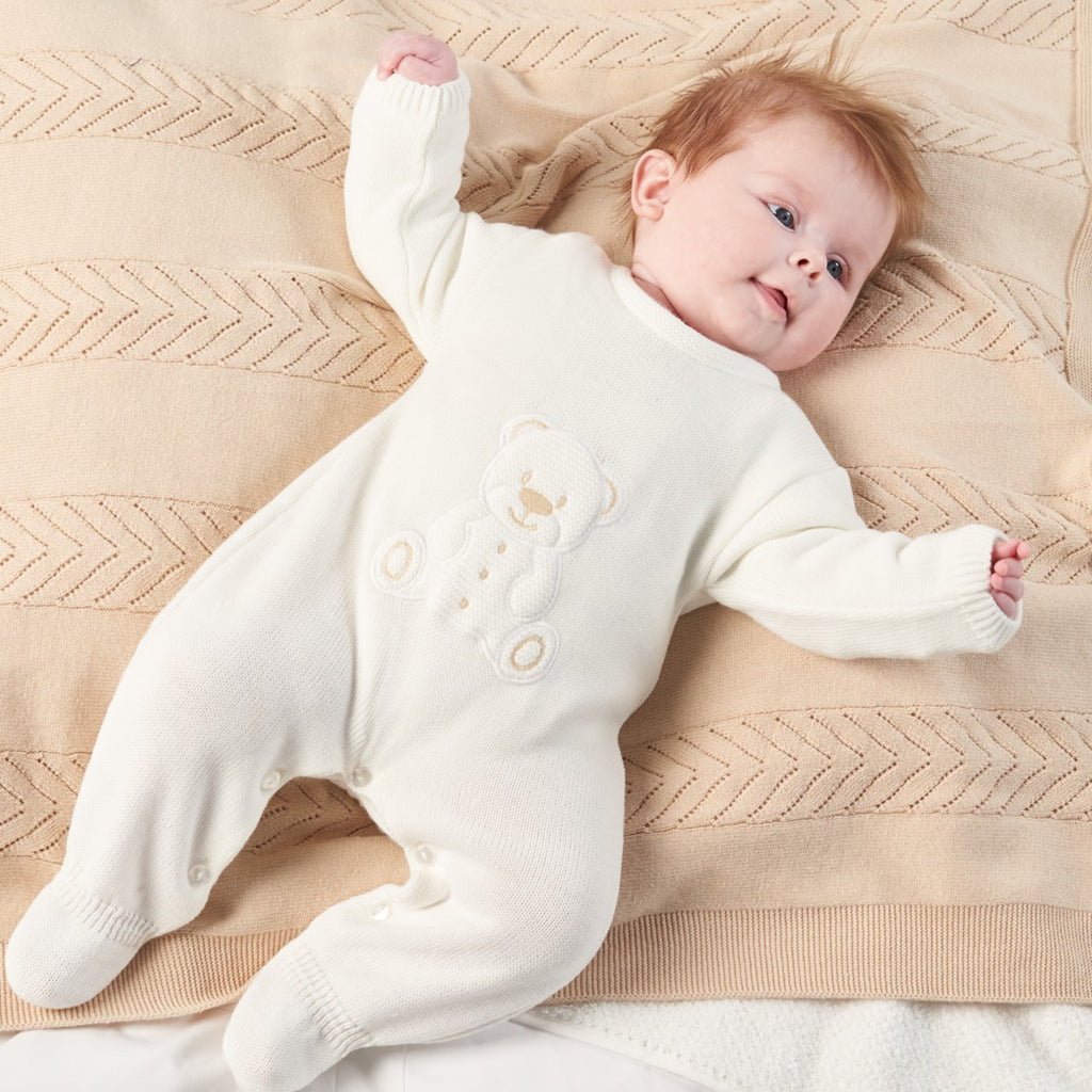 Dandelion White Teddy Bear Knitted Onesie