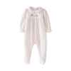 Startsmart Pink Smocked Velour Farm Animal Sleepsuit