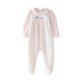 Startsmart Pink Smocked Velour Farm Animal Sleepsuit