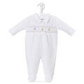 Dandelion White Spinning Top & Duck Smocked Velour Sleepsuit
