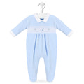 Dandelion Blue Spinning Top & Duck Smocked Velour Sleepsuit