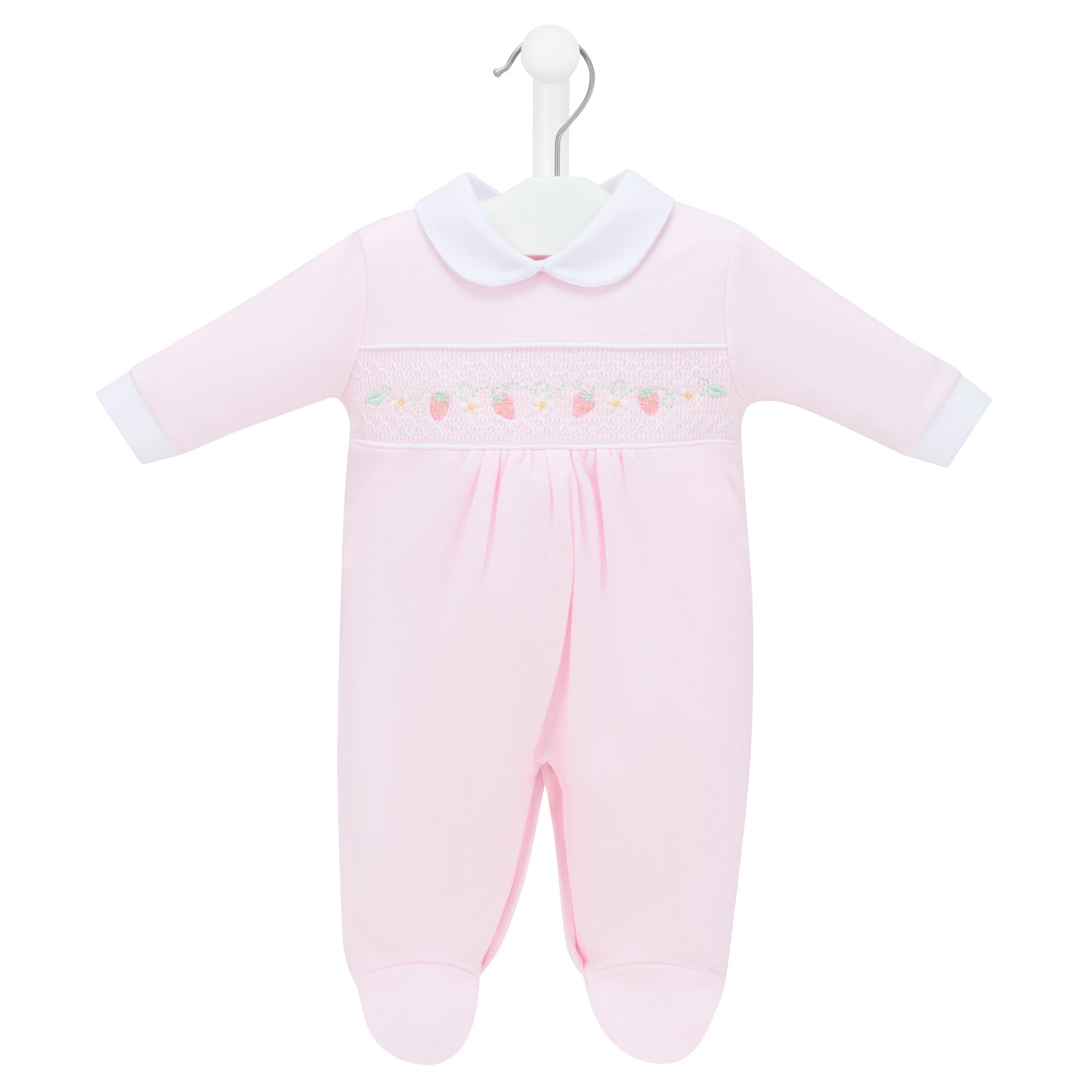 Dandelion Pink Strawberry Smocked Sleepsuit