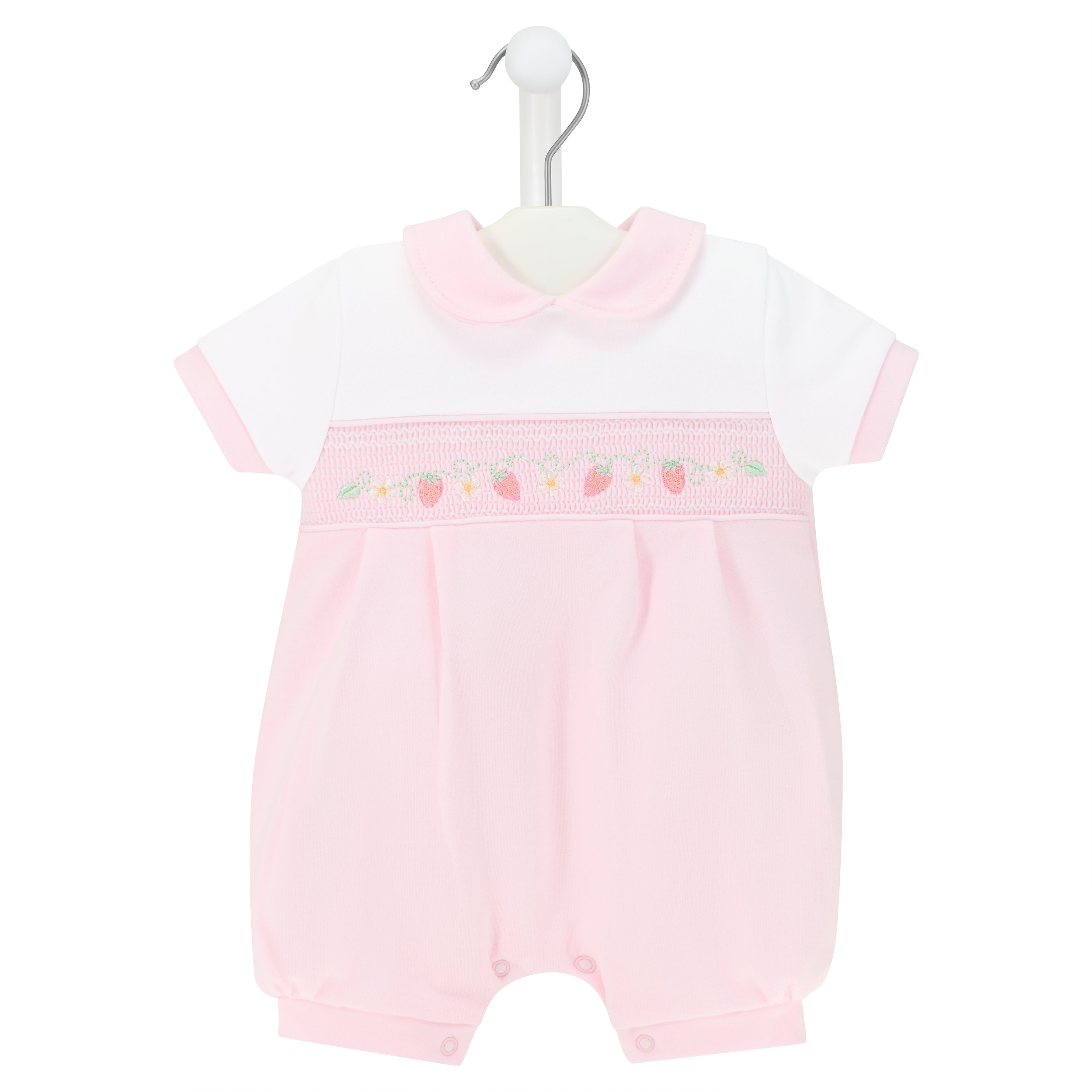 Dandelion Pink Strawberry Smocked Romper