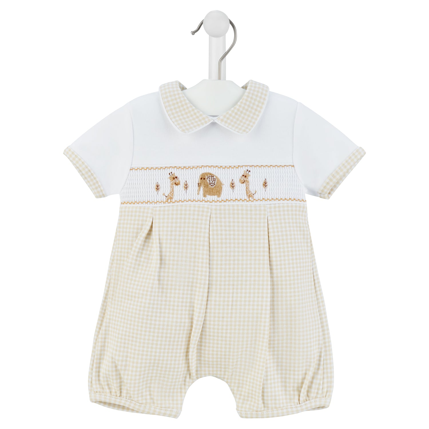 Dandelion Taupe Jungle Friends Smocked Romper