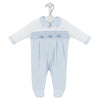 Dandelion Blue Little Tractor Smocked Sleepsuit