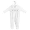 Dandelion White Little Tractor Smocked Sleepsuit