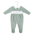 Dandelion Sage Bear Smocked Sleepsuit