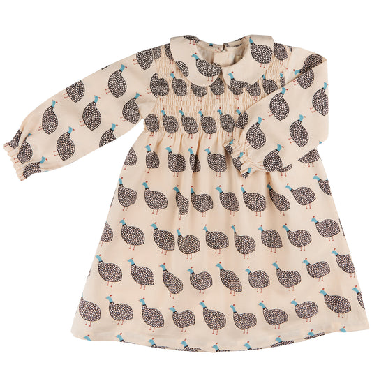 Pigeon Organics Guinea Fowl Smock Dress with Peter Pan Collar