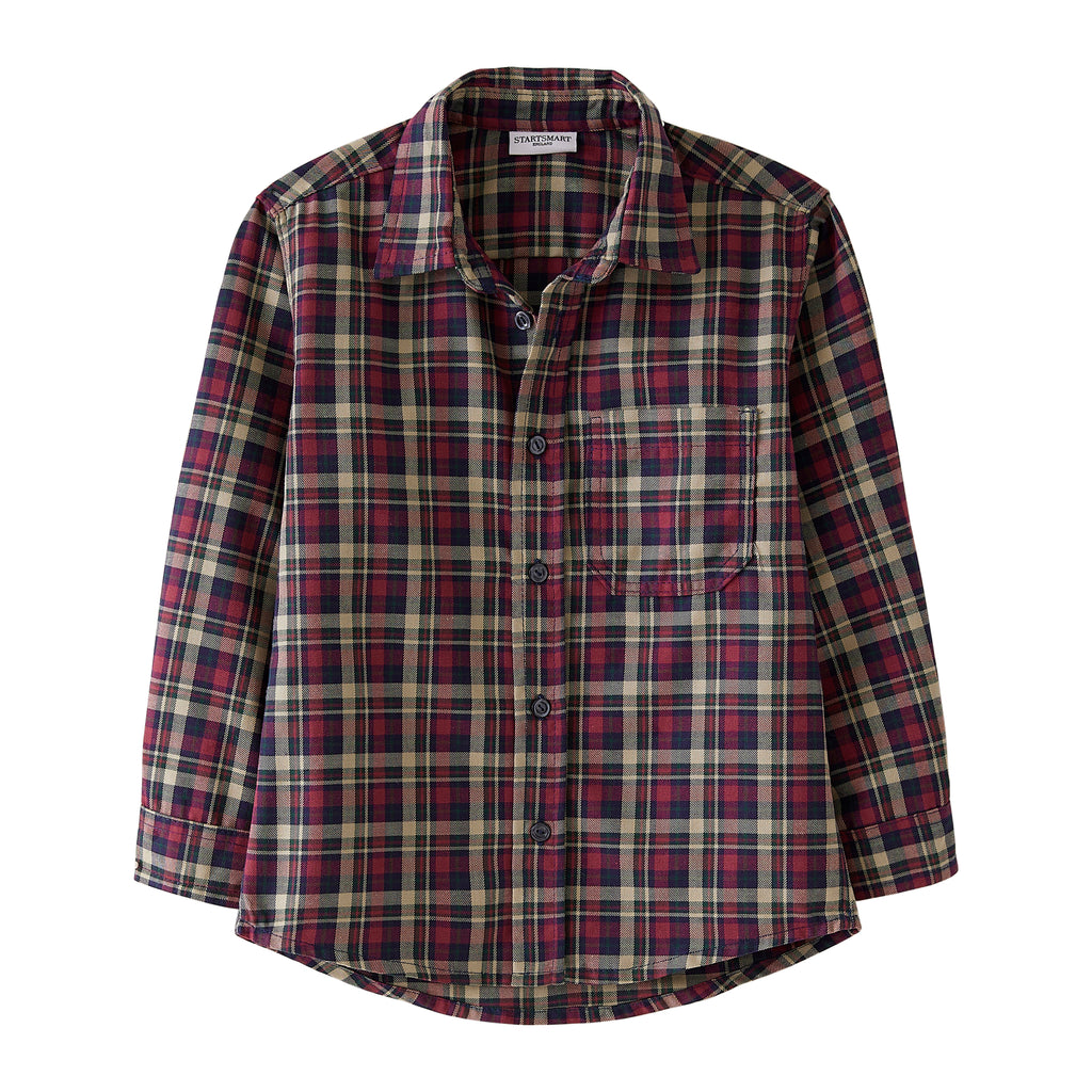 Startsmart Burgundy & Navy Check Shirt