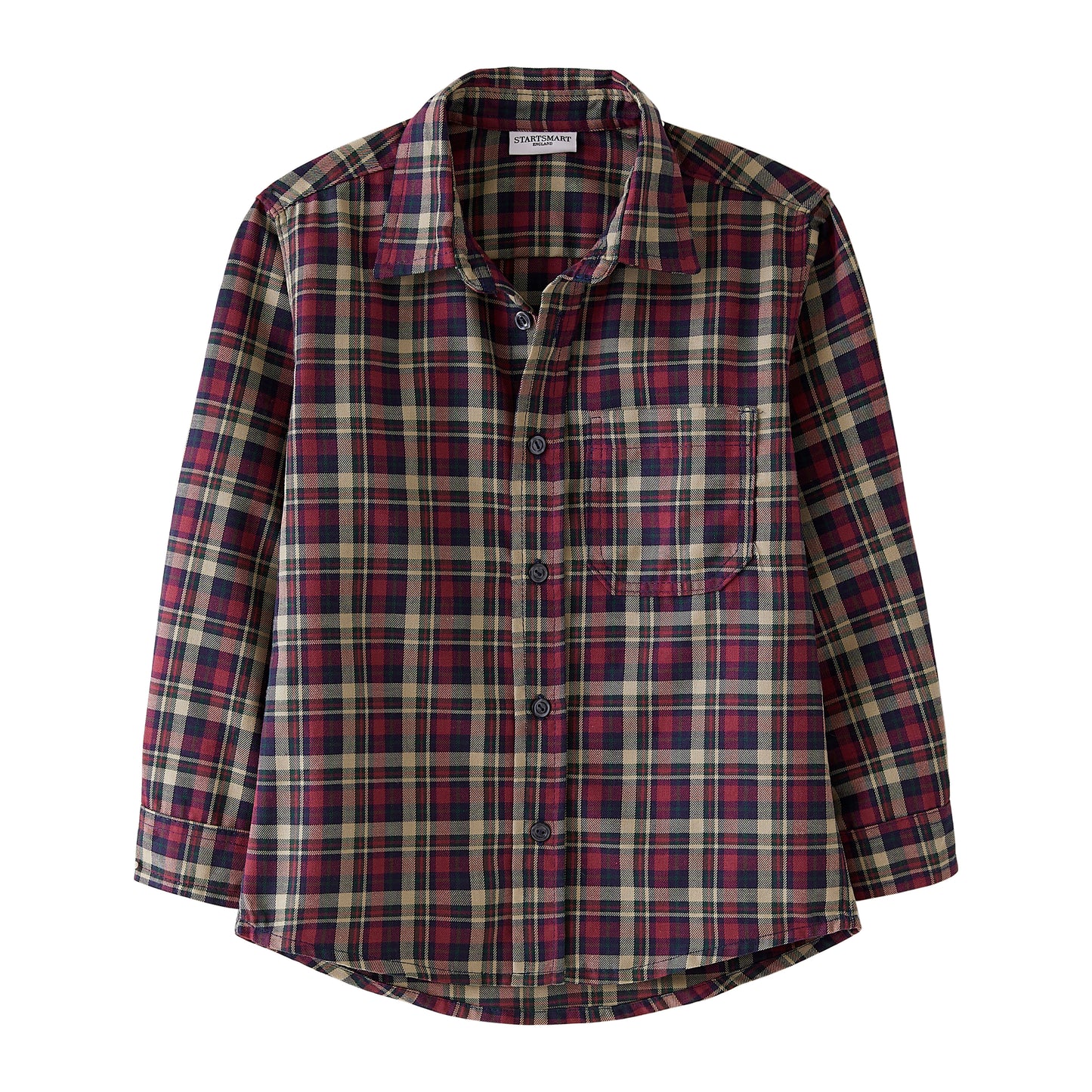 Startsmart Burgundy & Navy Check Shirt