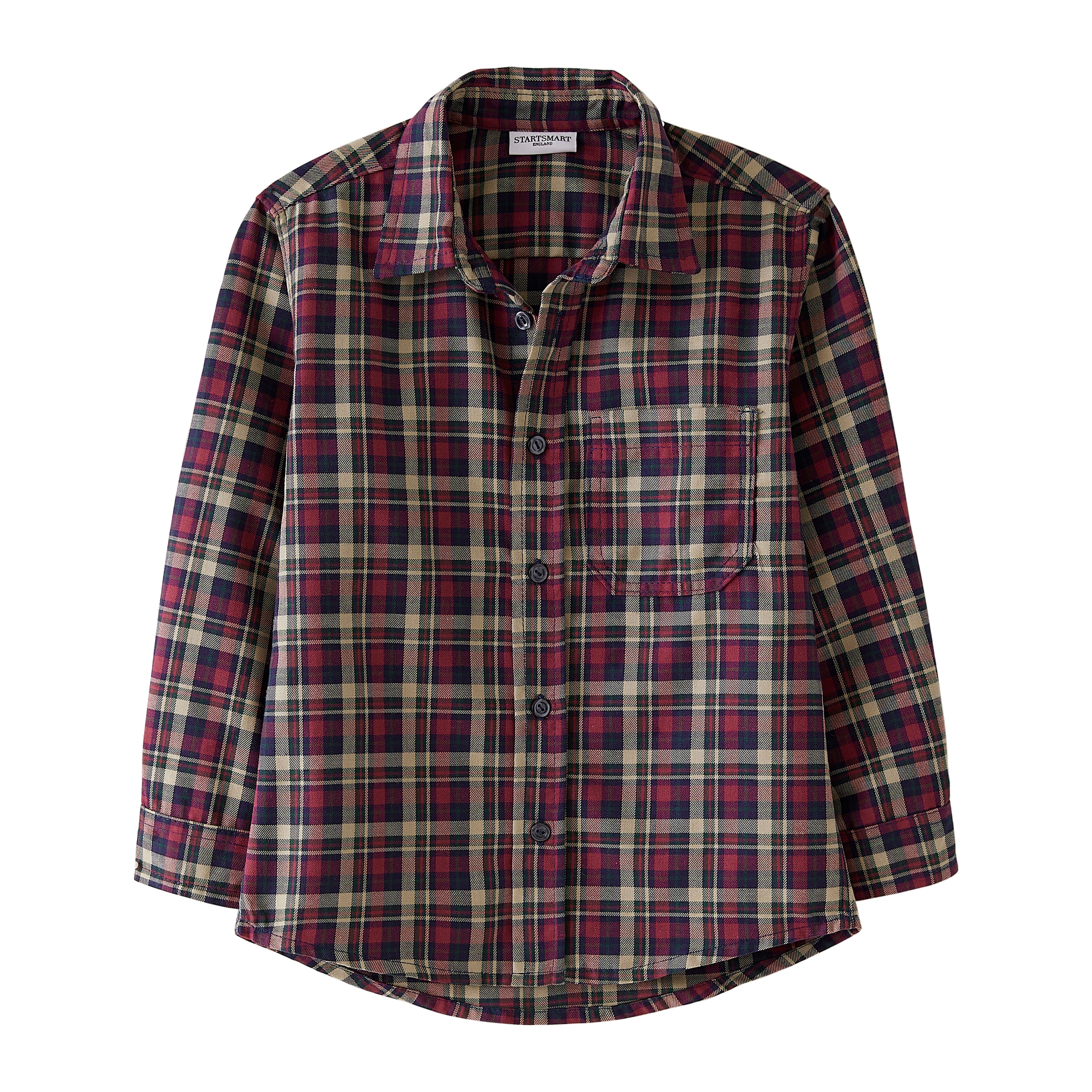Startsmart Burgundy & Navy Check Shirt