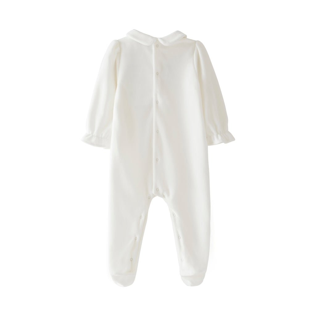 Startsmart Cream Smocked Velour Farm Animal Sleepsuit