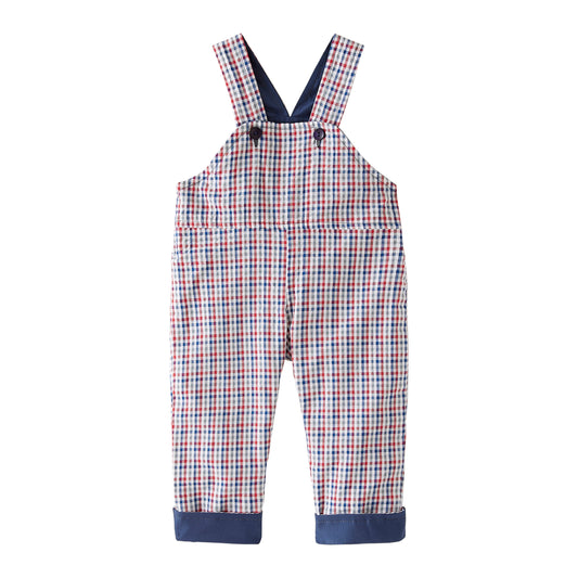 Startsmart Blue Check Reversible Dungarees
