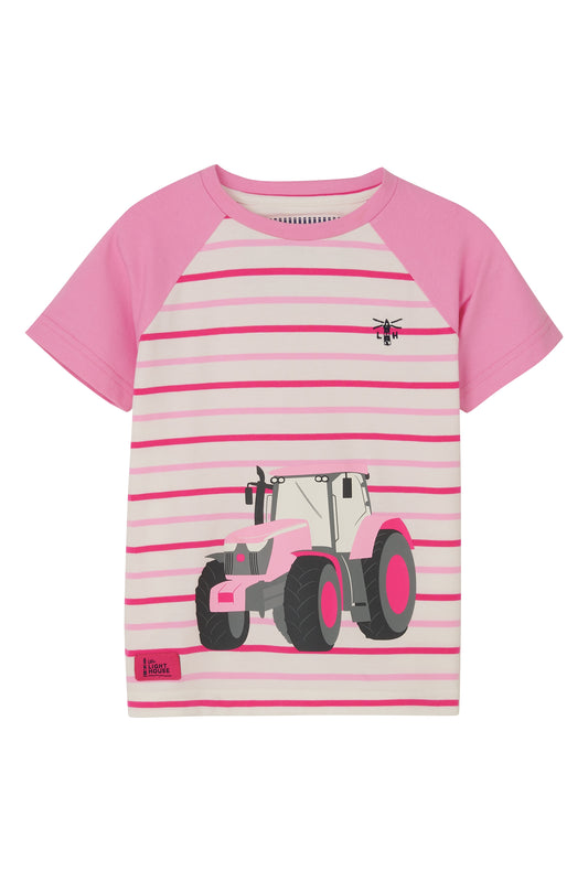Lighthouse Pink Stripe Tractor T-Shirt
