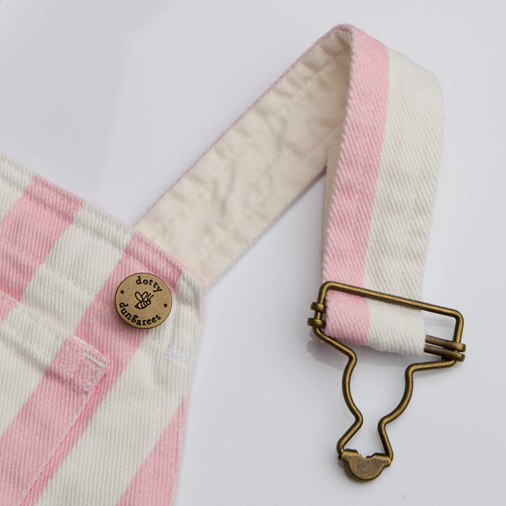 Dotty Dungarees Pink Wide Stripe Dungaree Dress