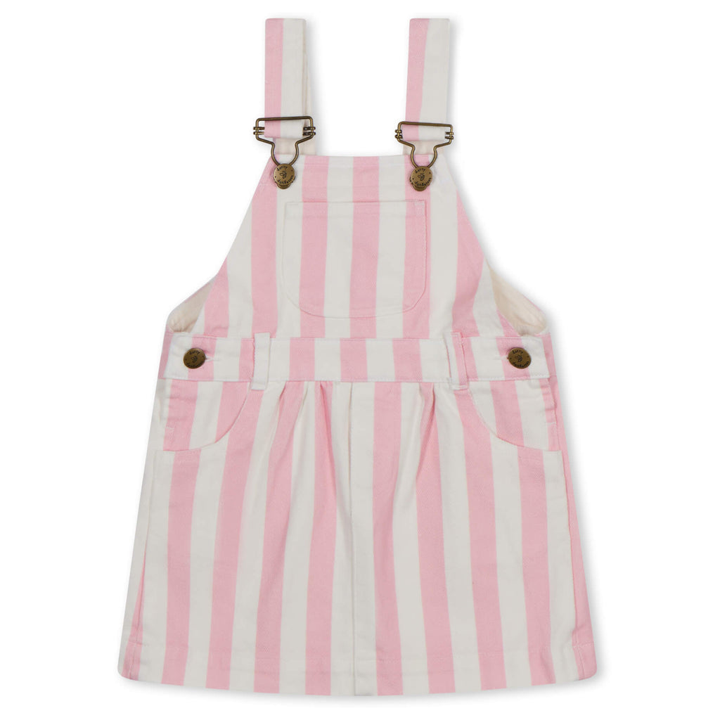 Dotty Dungarees Pink Wide Stripe Dungaree Dress